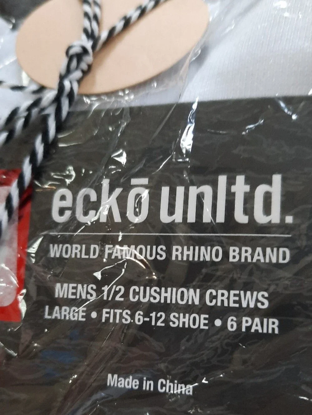 Ecko Unltd. White Crew Athletic Socks with Gray Trim - 12 Pack